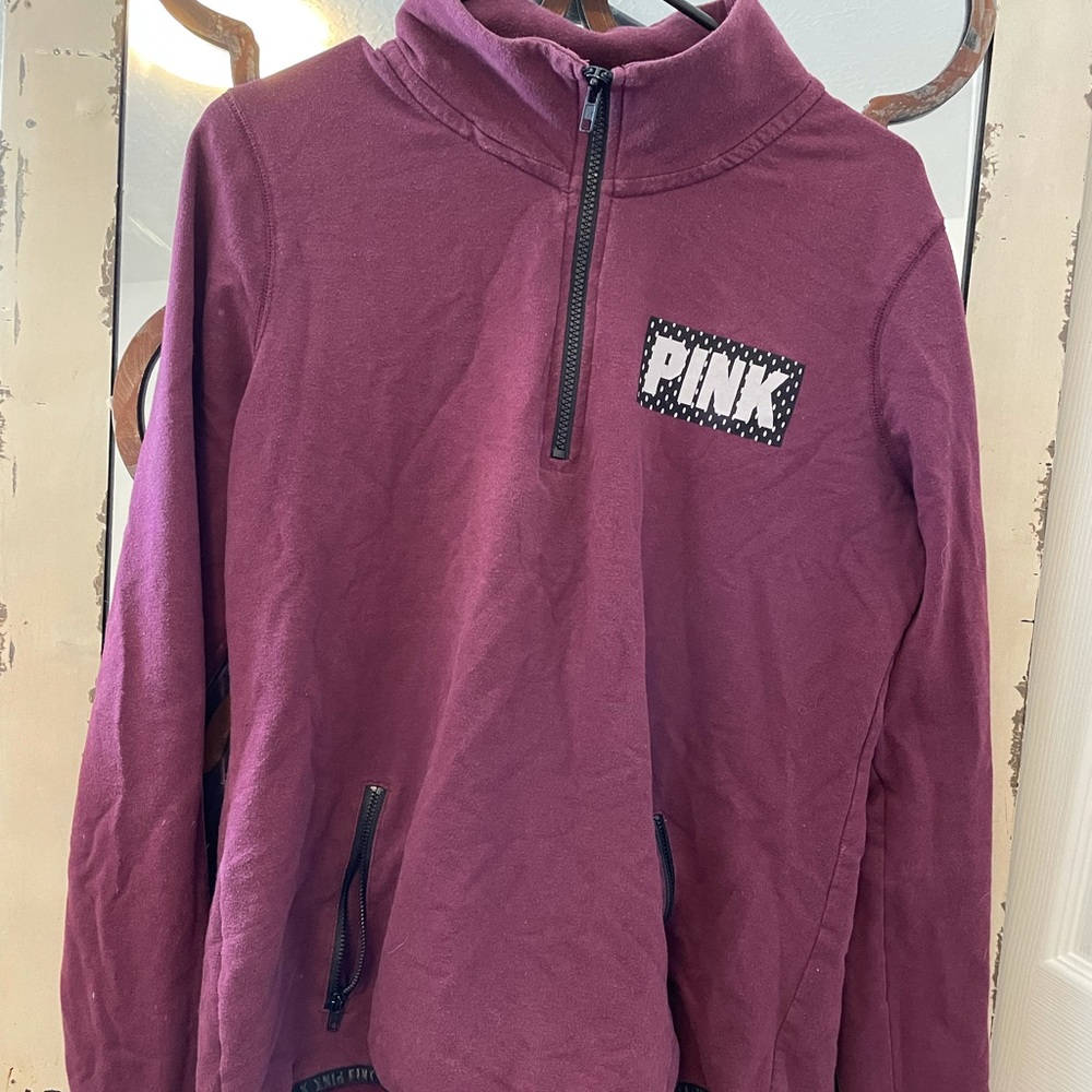 Quarter zip PINk sweater. Size Medium.